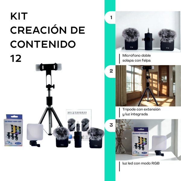 Kit 12 de creación de contenido 3 en 1 Compacto + ¡¡¡Envío totalmente gratis!!!